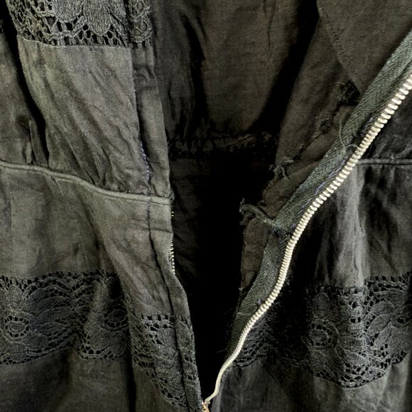 Vintage Victorian style Lou‑Ette Gothic Black Cotton Lace Dress Steampunk Vibe - Picture 5 of 11